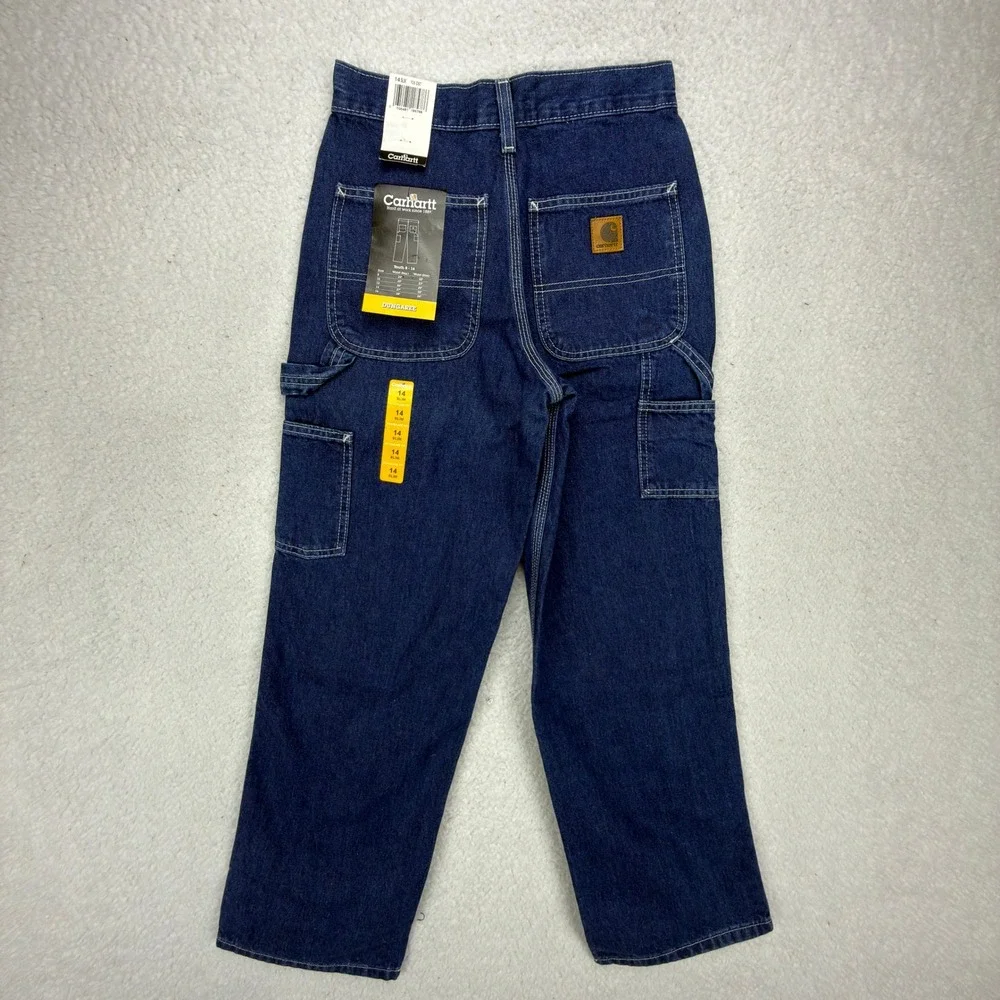 Carhartt Kids 14 Slim Dungaree Fit Denim Carpenter Jeans Blue Y25 DST NWT